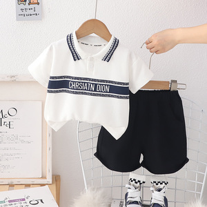 Conjunto informal de dos piezas de verano para niños de 1 a 3 años Ropa de solapa de manga corta para uso diario - Product Image 5