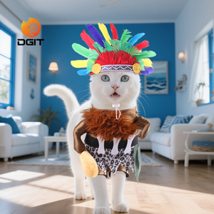 Nouveau costume pour animaux de compagnie - Tenue de chef indien pour chats et chiens, vêtements de cosplay pour animaux de compagnie pour Halloween - Product Image 1