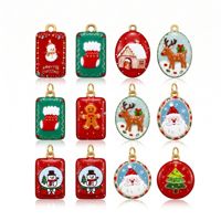 Pendentifs en résine UV de Noël en acier inoxydable, motifs mignons de Père Noël, bonhomme de neige, renne, accessoires de décoration à suspendre DIY, Dongguan
