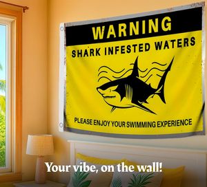 Bandera Publicitaria de Tiburón de 3x5 pies con 2 Ojales, Pancarta Divertida para tu Experiencia de Natación, Decoración de una Sola Cara - Product Image 1