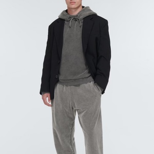 Sudadera con Capucha Extra Grande de Alta Calidad, Personalizable, con Hombros Caídos, Cordones, Felpa Francesa Gruesa de 450 g/m², Lavada con Ácido, Color Gris, para Hombre - Product Image 4