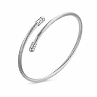 Bracelet jonc ouvert en acier inoxydable plaqué or 18 carats, entièrement enroulé, double tête, minimaliste, tendance, unisexe, cadeau, marque tierce
