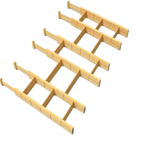 Diviseurs de tiroirs réglables en bambou avec inserts et étiquettes, organiseurs pour commode, salle de bain, maison et bureau, lot de 6