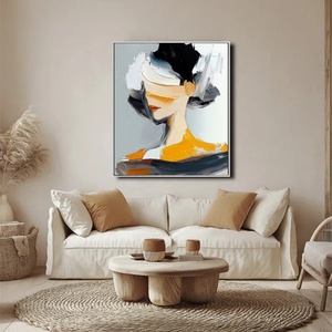 Art mural abstrait, portrait d'une femme élégante avec un chapeau, grand thème abstrait, art mural pour maison, hôtel, décoration murale personnalisée, intérieur - Product Image 2