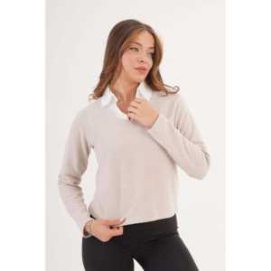 Chemisier en tricot à col chemise pour femme, anti-boulochage, pour usage quotidien - Product Image 3