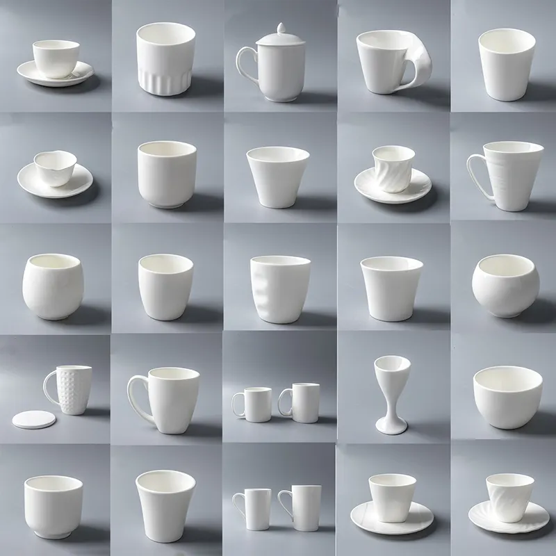Xícara de porcelana para café, atacado de 10-540ml, copo de cerâmica branco com molho, com logotipo personalizado para hotel