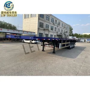 3 Axles Used 20ft 40feet 50Ton Flat Bed Chassis 40 Ft Container Heavy Duty Flatbed Semi Trailer For Sale