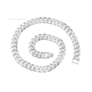 Glossy Splicing <b>Cuban</b> <b>Chain</b> Necklace Hipster Nightclub Personalized Collarbone <b>Chain</b> Tanjing Fashion Lijing Necklace - Product Image 5