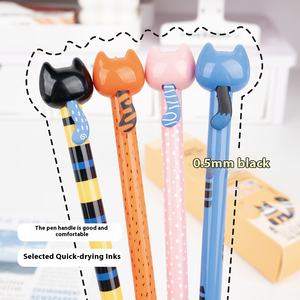 Bolígrafo de Gel con forma de muñeca de gato bonito, bolígrafo de plástico negro de 0,5mm para aliviar el estrés de secado rápido - Product Image 2