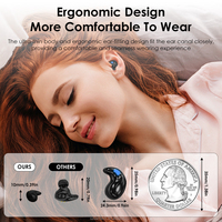 Mini écouteurs invisibles pour dormir, Bluetooth, pour regarder la télévision, écouteurs minuscules pour dormeurs latéraux, sans fil, les plus petits écouteurs plats