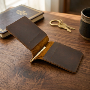 2022 New Designer Genuine Leather Money Clip <b>Wallet</b> High Quality Slim Casual Unisex Zipper Closure Low Product Price Plain - Product Image 3