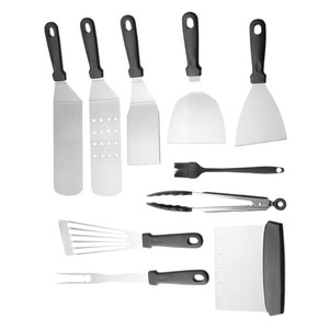 Bbq Tools Set 10 Pc Stainless Steel Spatula Tongs Brush Fork Knife Dishwasher Safe For Outdoor Grilling Cooking - Product Image 1