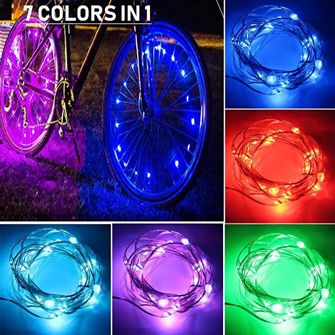 New Mountain Bike Lights Bicycle Accessories Spoke Wire Wheel Lights Rechargeable Via USB Cycling Light LED 200cm