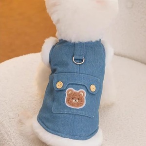 Veste en coton pour chien avec poche pour chat, ours en peluche, pour l'automne et l'hiver, pour garder au chaud, ours en peluche épais, vêtements mignons pour animaux de compagnie - Product Image 1