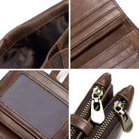 HUMERPAUL grosir pemegang kartu RFID dompet Vintage kulit asli pengait ritsleting dompet koin untuk pria wanita