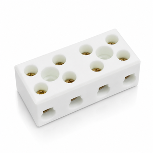 Bloc de bornes en céramique de porcelaine haute fréquence Aulipur 30A 500V~660V 16mm 4P, contacts en cuivre, connexion par vis, fil électrique - Product Image 1