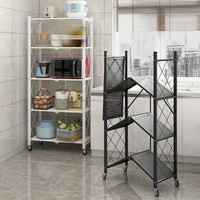 Étagère de rangement pliable en métal à roulettes, sans boulons, noire, sans assemblage, organisateur de garage pliable