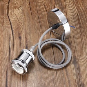 Support de lampe suspendue rétro vintage E27 E26, douille d'ampoule pour plafonnier avec câble en <span class=keywords><strong>tissu</strong></span> de 1 m, plaque de plafond 100*20 mm - Product Image 5