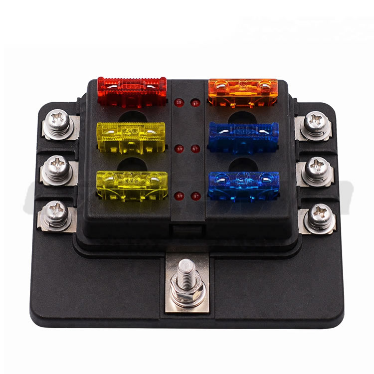ezitown 6 way blade fuse box block for automotive car boat yacht marine truck trike vehicle RV w LED light indication and cover