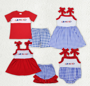 Conjuntos de ropa con pantalones cortos y peleles para bebés, niñas y niños, con diseño de bandera del 4 de julio - Product Image 1