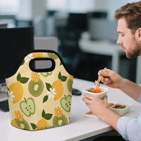 Tas Makan Siang Anti Bocor Berinsulasi Custom Print 5L Bahan Polyester 600D Tahan Air dengan Ritsleting, Cocok untuk Kantor, Perjalanan, Piknik, Unisex