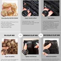 Extensions à clipser 100% cheveux humains vierges Remy, double trame sans couture, couleur claire, pointes pleines