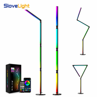 Lampe de sol LED intelligente pour salon, WiFi, RGB, application de contrôle à distance, synchronisation musicale, en alliage d'aluminium noir, pliable, DIY