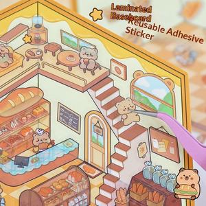 Autocollants en PET 3D de paysage de cabane de dessin animé, réutilisables, pour la création de scènes miniatures DIY, pour journaux, albums de scrapbooking, articles de papeterie anti-stress - Product Image 4