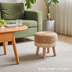 Wicker <b>stool</b>, shoe changing <b>stool</b>, living room, <b>bedroom</b>, kindergarten <b>stool</b>, other wooden Nordic style frame structure, adult. - Product Image 2