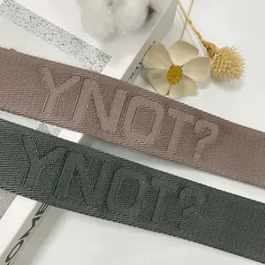 Factory Customized 3.5cm Polyester Nylon Custom Trademark Printed Woven Tape Clothing Shoulder Strap 1.5mm Thick