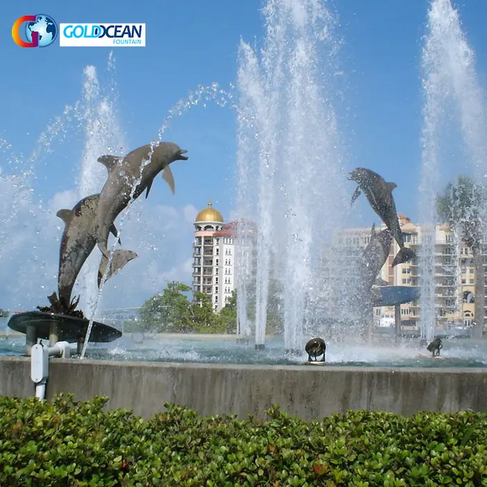 Квадратная Художественная Скульптура статуи бассейна Дельфин садовый фонтан