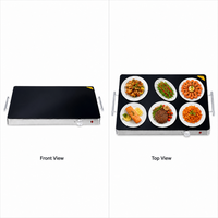 Plaque chauffante électrique 400W, plateau chauffant pour aliments, en acier inoxydable, chauffe-plat de buffet, dessus en verre trempé, commande par bouton pour cuisine et restaurant