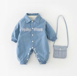 Automne et hiver bébé garçon col <span class=keywords><strong>thermique</strong></span> <span class=keywords><strong>body</strong></span> avec sac à manches longues vêtements pour bébés épaissi bébé barboteuses - Product Image 4
