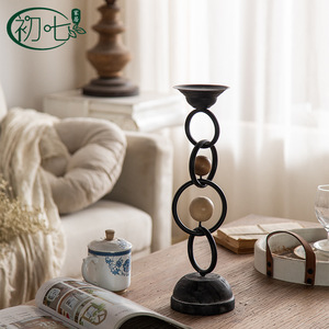 Candelabro de hierro forjado estilo Wabi Sabi, adorno de forma redonda, artesanía manual para decoración del hogar, accesorio para estudio fotográfico - Product Image 5