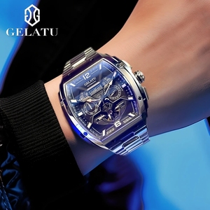 Envío Directo GELATU Reloj Mecánico Automático de Lujo para Hombre, Esqueleto, Tourbillon, Acero Inoxidable, Alta Calidad, 5BAR, Resistente al Agua - Product Image 4