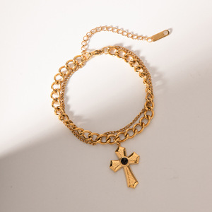 Double-layer Snake <b>Chain</b> Bracelet 18K Gold Plated Stainless Steel <b>Titanium</b> Steel Fadeless Cross-border Fashion - Product Image 2