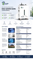 Système de stockage d'énergie tout-en-un 6200W 5.12kWh à onde sinusoïdale pure avec batterie LiFePO4, onduleur MPPT intégré et conception sur roues