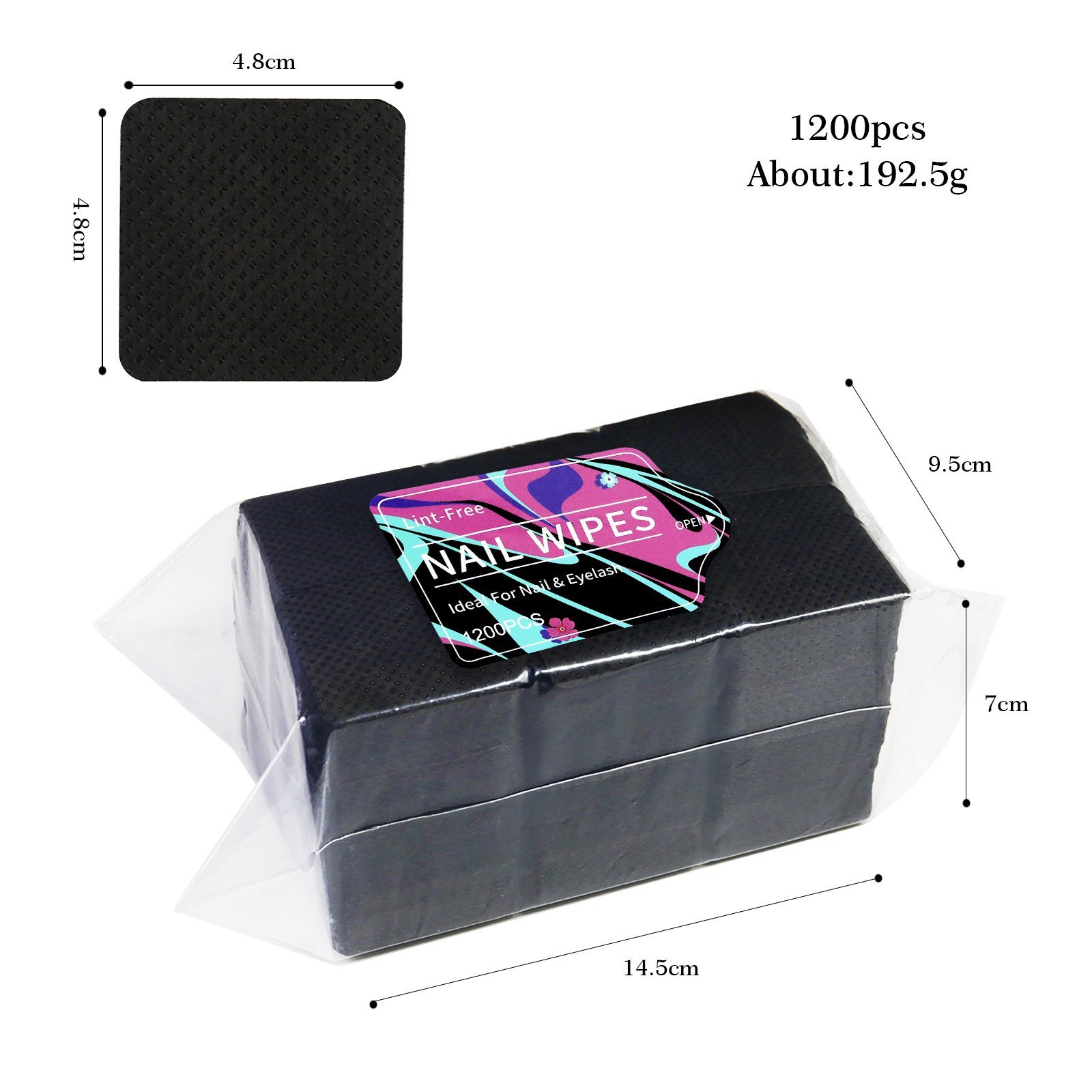 1200 lingettes noires pour dépose d'ongles