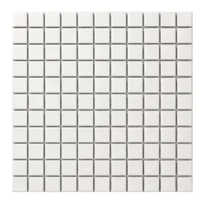 Mosaico pequeño de cerámica blanco y negro, 1x1 pulgada, mate Decoración brillante mosaico de pared y suelo