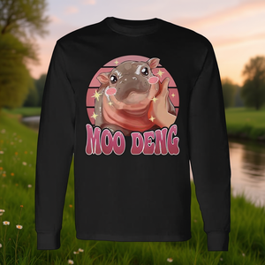 T-shirt à manches longues Baby Hippo Moo Deng, unisexe, taille adulte S M L XL XXL - Product Image 3