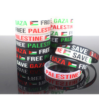 Bracelet en silicone imprimé avec texte de drapeau, bracelet en caoutchouc, logo personnalisé, commande en gros, cadeau pour événements de sensibilisation, de soutien et de rassemblements