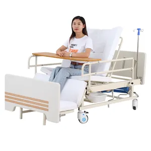 Multifunctionele Patiënt Handmatige Kruk Verpleegziekenhuis Bed 5 Functie Voor Thuiszorg Met Toilet