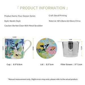 Taza de Porcelana China con Ilustración de Animales Pastorales, Taza para Café y Leche con Infusor de Té para el Té de la Tarde - Product Image 6