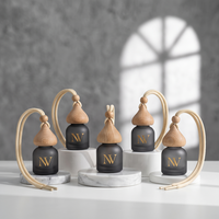 Flacon de parfum pour voiture rond de 10 ml, en verre, vide, diffuseur, bouchon à vis en bois, flacon de parfum pour voiture aromatique