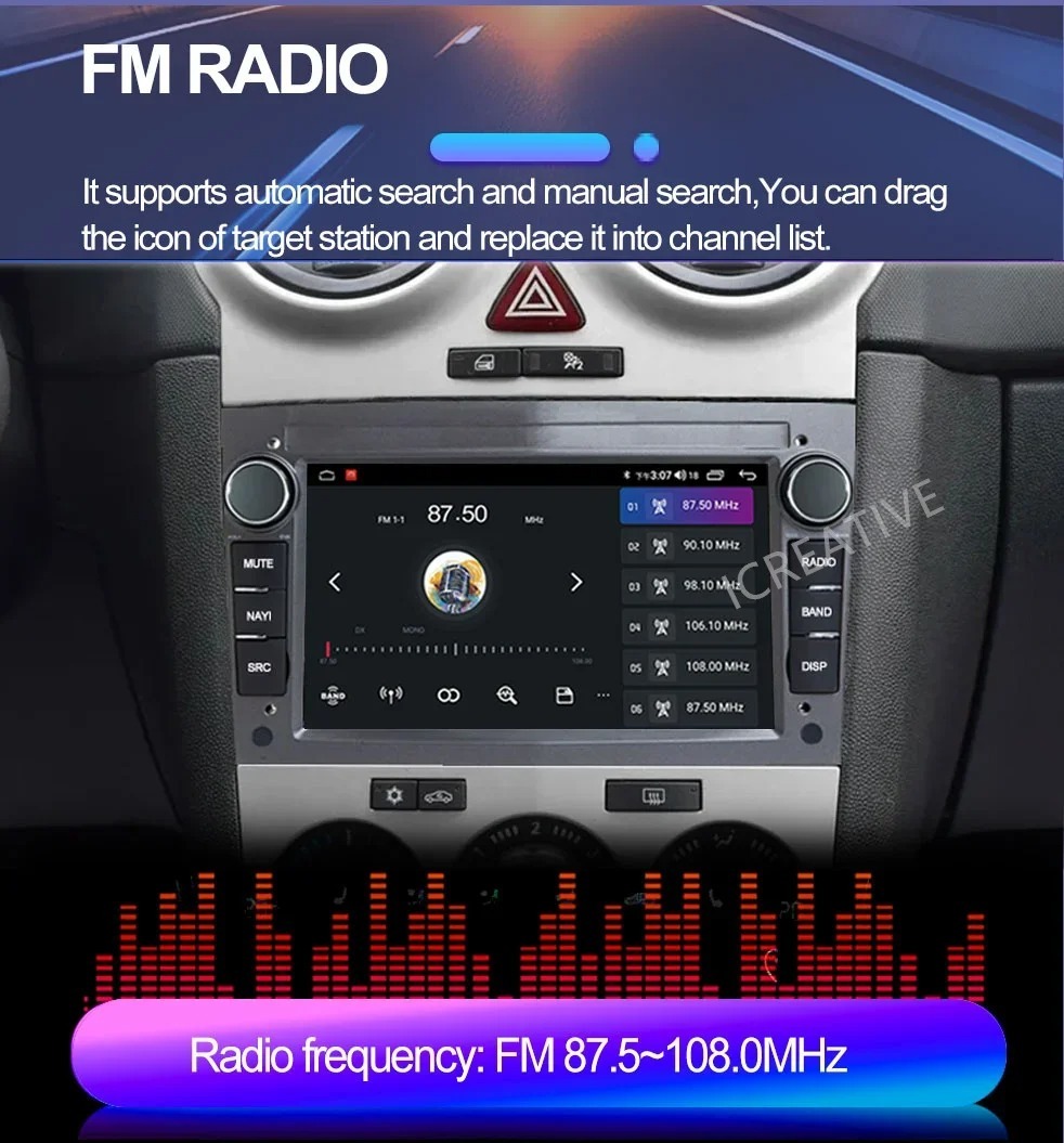 Autoradio 2 DIN Con Schermo 7" Per Opel – Wireless CarPlay/Android Auto, Bluetooth, GPS, Telecamera Posteriore