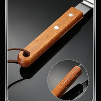 Spatule à poisson en acier inoxydable, spatule ajourée avec manche en bois, spatules métalliques pour la cuisine, la friture et la grillade