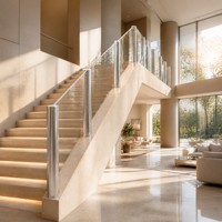 Balustrade en acrylique coulé sur mesure, transparente comme du cristal, garde-corps de balcon, main courante, poteaux en acier inoxydable, anti-âge, découpe au feu