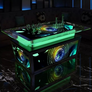 Stainless Steel Tempered Glass Ktv <strong>bar</strong> <strong>Pub</strong> LED Light Strip Table - Product Image 3