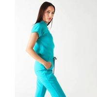 Nouveaux pantalons évasés bleu clair personnalisables pour uniformes médicaux, en tissu tissé, lavables à la main, unisexe, en nylon