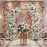 Panneau floral artificiel 3D 5D en rouleau de haute qualité, roses, hortensias, lotus, pour décoration de toile de fond de mariage, événements et fêtes, vente en gros